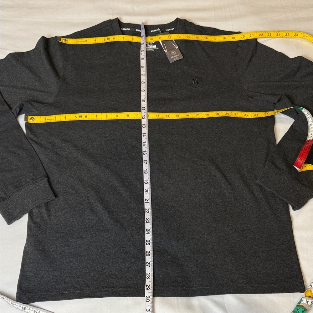 Hurley Long Sleeve Crewneck Shirt Mens XL Dark Gray Casual Cotton Blend - Picture 5 of 7